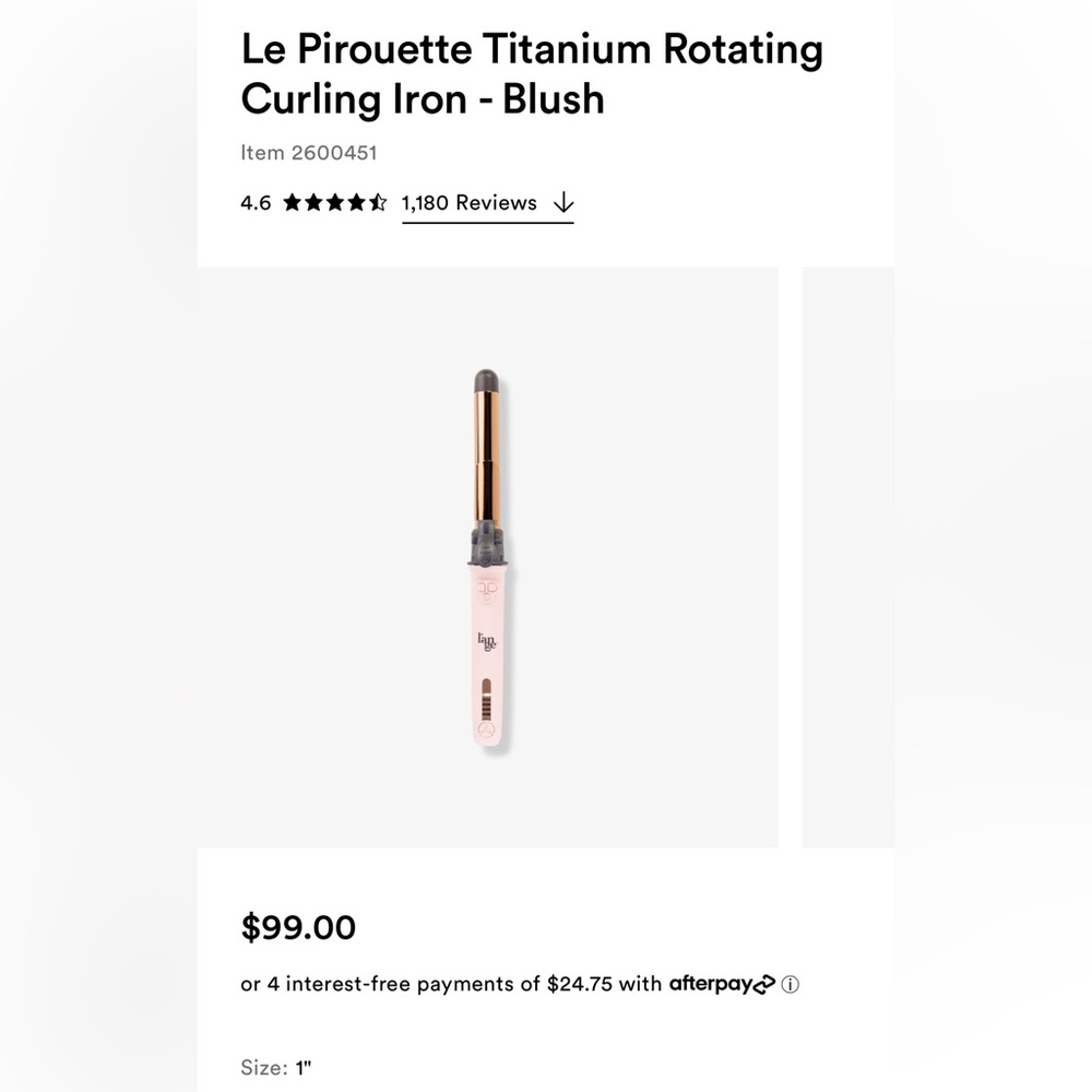 L’anage rotating curling iron. 1”
